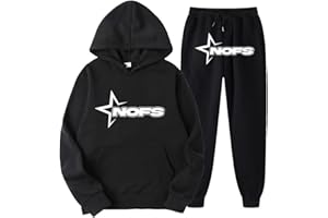 XUEQINGDE NOFS Jogginganzug Streetwear Tracksuit für Herren NOFS Tracksuit Buchstaben Druck Lose Hoodies und Jogginghosen Y2K Hip Hop Streetwear Unisex Pullover Oberteile und Sporthosen Anzug