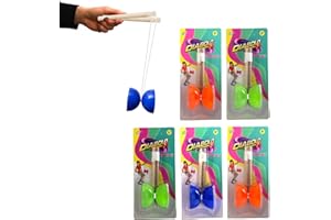 xwin sportseries 5Pcs Mini Diabolo Toy Set with Wooden Sticks - Circus Skills Equipment for Kids, Fun Spinning and Juggling Toy for Fitness - Diabolos for Kids Ages 3+ Years (Random Colours)