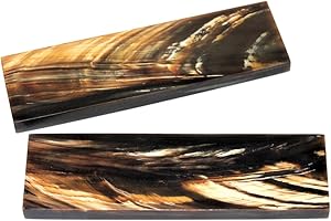 HANDTECHINDIA Honey Water Buffalo Horn/Bone Streaked Scales, Fixed Blade Horn Scale, Pair Knife Handle Scales Blanks Set for Knife Handle Making (Horn)