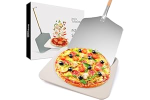 Joeji's Kitchen Autentyczny włoski zestaw do pizzy i łopatki do pizzy | Kamień do pizzy do użytku w piekarniku w domu | kamień do pizzy do grillowania | Prostokątny, 30 cm x 38 cm