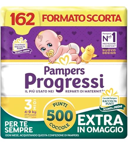 Pannolini Pampers Baby Dry Midi Taglia 3 – 60 Pezzi – Confezione Downcount – Protezione Incontinenza