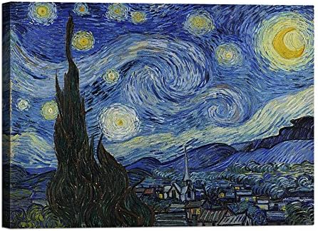 Picture on canvas with Wooden Frame Van Gogh Starry Night 80x60 CM