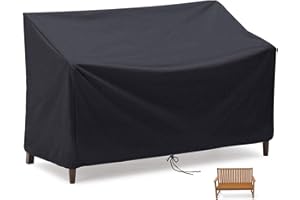 Flymer Housse pour banc 2/3/4 places, imperméable, coupe-vent et indéchirable en tissu Oxford 420D anti-UV, pour banc de terrasse extérieur – Noir (4 places)