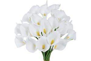 VaryFloral Fiori Artificiali Giglio di Calla 20 Pezzi Mazzo di Fiori Bianco Fiori in Lattice Giglio di Calla Fiori Finti per Decorazioni Soggiorno Bagno Decorazione per La Casa Composizione Floreale