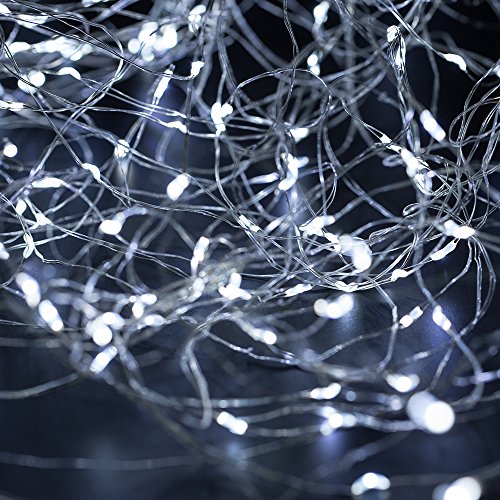 GRDE® Lichterkette Solar led Lichterkette garten Lichterkette Dekorative Beleuchtung Außenlichterkette Weihnachtslichterkette Solar Betrieben Sternenhimmel Lichtkette Kupferdraht Atmosphäre Lampen DIY Form Nymphe Kable Beleuchtung Multi-Farben,150 LED 72 ft, 2 Modi Standby/Blinken für Innner Außen, Gärten, Bäume, Traufe, Zaun, Geländer, Balkon, Weihnachten Hochzeit Geburtstag Feiern(Weiß) - 5