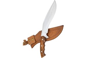 TATLA CRAFT Kukri Survival Knife with Sheath, 15" Full Tang Fixed Blade D2 Steel Hunting Knife with Wood Handle for Survival and Bushcraft Outdoor Activities, Camping Gifts for Men.