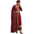 Libas Women Embroidered Silk Blend Straight Kurta Trouser With Dupatta Set
