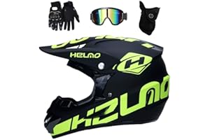 EVGATAVAB Juventud Niños Casco de Motocross, con Gafas Guantes Mascarilla, Cara Completa Off Road Moto Chocar Cascos, Cuesta Abajo Carreras de Enduro BMX MTB ATV Dirt Bike Casco