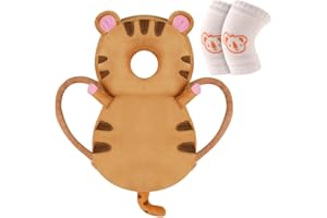 Vicloon Ochraniacz głowy dziecka, regulowana podkładka ochronna na głowę dziecka, podkładka ochronna do nauki chodzenia i raczkowania, pluszowy tygrys