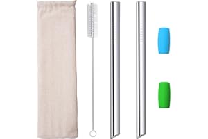 MORNEVE Bubble Tea Słomki Boba słomka metalowa słomka ze stali nierdzewnej wielokrotnego użytku, słomka o szerokości 12 mm, do koktajli mlecznych, tapioki, perła z silikonowymi końcówkami, szczotka do torby,