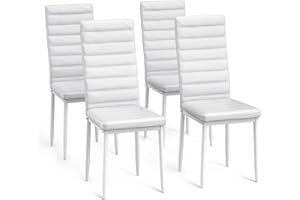 Bealife Zestaw 6 krzeseł 4 krzeseł do jadalni, zestaw krzeseł do kuchni, jadalni, krzesła do jadalni z wysokim oparciem ze sztucznej skóry, nowoczesne (Biały, dla 4 osób)