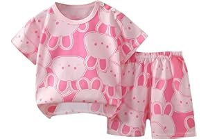 XINYUNZU Kinder Kleidung Mädchen Baumwolle Sommer Shorts und T-Shrit Set Casual Kinderkleidung Hausanzug Leicht Kuschel Sommeroutfit Schlafanzug 1-6 Jahre