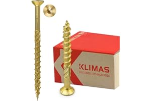 Klimas Tornillos para madera - Tornillos torx - Avellanada - Tornillos multiusos - Para construcción de tejado - Pornillos autorroscantes - Screw - Parafusos madeira - 5x70 mm 300 uds. KMWHT, WKCS