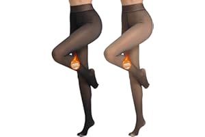 Vertvie Damskie rajstopy termiczne, półprzezroczyste, zimowe legginsy z polarem wewnętrznym, wysoki stan, pluszowe pończochy z podszewką, półprzezroczyste, utrzymujące ciepło rajstopy ze stretchu,