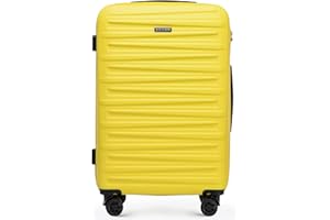 WITTCHEN Skyspeed Line Bagages Moyenne Valise à Coque Dure ABS Valise à roulettes Trolley Valise de Voyage Serrure à Combinaison Poignée télescopique 4 roulettes Jaune Air France/Easyjet/Ryanair