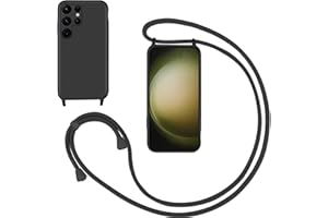 GOODCACY Silikon Handykette Handyhülle für Samsung Galaxy S23 Ultra,Smartphone Necklace Hülle mit Band Schutzhülle mit Kette zum umhängen Halskette Flüssig Silikon Case für Samsung Galaxy S23 Ultra,Schwarz