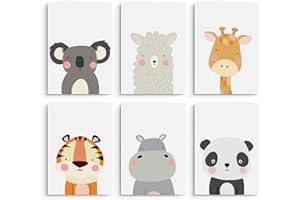 Hambient Laminas Infantiles para Cuadros Habitacion Bebe Decoracion Niño Niña (30 x 40 - Sin Marco, Animales Selva Africa)