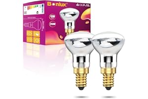 DoRight R39 E14 Reflector Bulbs, 25W Lava Lamp Bulbs 240V Spot Reflector Lights SES Small Edison Screw Base E14, Warm White 2400-2600K for Bedrooms Pendant Fixtures (2-Pack)