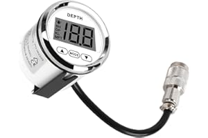 ‎KIMISS Bootstiefenmesser mit Geber Echolot Weiß Echolot Wasserdicht Dash Echolot Geber mit Weißer Hintergrundbeleuchtung für Yachten Boote