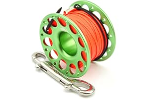 ICDKOYK Conservare le immersioni Bobina bobina portatile Colore solido Corda in poliestere Reels Pesca Accessori da pesca Accessori subacquei con gancio doppio fine, verde, 30m