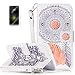 Produktbild ISENPENK LG G5/H850(2016) Flip Case mit Panzerglas/Schutzfolie,Original Flip Bookstyle Cover Wasserdicht Shockproof Anti Slip Protection Leather Case,Campanula Print Muster und Blumen Ornament Pattern Wallet Case mit Intern Karte Schlitz,Anti-Sturz Stoßfest Stoßdämpfend Triangle Hemming Wallet Tasche,Magnetic Closure Schutzhülle mit Standfunktion und Handy Gürtel für LG G5/H850(2016) 5.3Zoll-[weiß+lila]+Panzerglas Folie/Schutzfolie/Displayschutzfolie