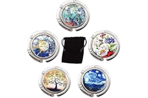 MaYuLa 5Pcs Handbag Hooks for Tables Purse Hook Foldable Bag Holder for Table Portable Handbag Hangers & Hooks for Women Girls Gifts 5 Mixed Styles with Storage Bag