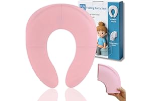 FUNBLISS Adaptateur Toilette Enfant Pliable et Portable - Réducteur Toilette Enfant Compact Pour Bébé, WC Avec Ventouse et Sac de Rangement, Idéal Pour La Maison ou Les Voyages Poudré