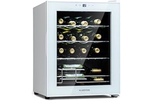 KLARSTEIN Vinoteca 16 Botellas, Nevera Vinos de Una Zona, Nevera Expositora Vino y Cerveza, Vinoteca Pequeña Panel Táctil con Puerta de Cristal, Nevera Vino Protección UV, Temperatura 5-18°C