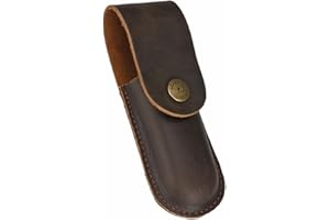 TOURBN TOURBON Fodero per coltello pieghevole in vera pelle, 13 cm, custodia per coltello tascabile per campeggio all'aperto