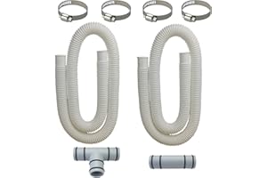MEZYJIUCOM 2Pcs 1.25 Inches Pool Hose for Above Ground Pools with 4Pcs Hose Clamps and 2 Pieces 1.25" Diameter Filter Pump Hose Connector for Swimming Pool Compatible Accessories