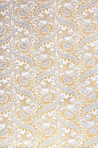 Luxury Gift Wrapping Paper - 3 sheets x (70 x 50cm) - White and Gold Splendour print - Handmade with recycled cotton