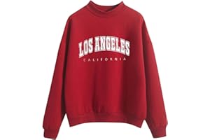 GENERIC Sweat-Shirt SurdimensionnéE pour Femmes Los Angeles California Col Rond à Manches Longues Décontracté Lâche Pull Veste Vintage Haut d'automne Sweatshirts Ado Fille Femme