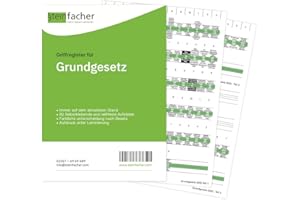 ‎STEINFACHER Steinfacher Griffregister für das GRUNDGESETZ - 92 bedruckte Aufkleber, inkl. Einklebeschablone für gebundene Textausgaben (Folien | fest | mit Überschrift)
