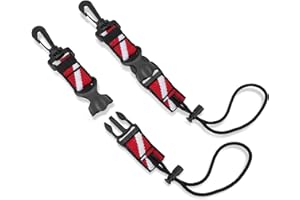 OVOVFANY 2Pack Scuba Lanyard Clip, Heavy Duty Anti-Lost Webbing Band Dive-down Flag Strap with Quick Release Buckle and Adjustable Loop, Hold Dive Cameras and Lights to BCD for Underwater Diving & Snorkeling