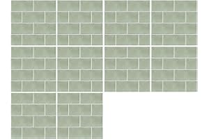 Alwayspon Tile Sticker, Sage Green Brick Self Adhesive Stick on Tiles Transfer Sticker for Bathroom Kitchen, Splashback, Peel and Stick Vinyl Floor Wall Tiles Sticker, 10PcsX15cm/6inch