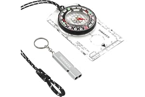 ‎INMAKER INMAKER Kompass mit Notfallpfeife, Kompass Outdoor mit Floureszierender Reflektierendes Lanyard, Kompass Kinder zum Lesen von Karten Navigation, Compass Zuverlässige Outdoor Survival Ausrüstung