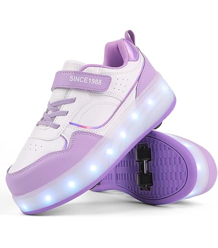 Chaussures à Roulettes Rétractables Enfants Avec Lumières LED - Baskets 4 Roues Rechargeables Rose Pour Filles Et Garçons