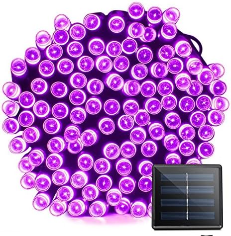 Lamker Led Solar Power Fairy String Lights Outdoor Decorative Light 100 LEDs 12 Meters Waterproof with Light Sensor for Garden Home Wedding Party Christmas Halloween Purple