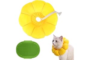 Shengxi Halskrause Katze mit Haustierbad-Massagebürste, Einstellbarer Schutzkragen Wiederherstellung Halsband Verhindert das Lecken von Wunden Katzenkragen für Katzen Kleiner Hunde Nach Operation