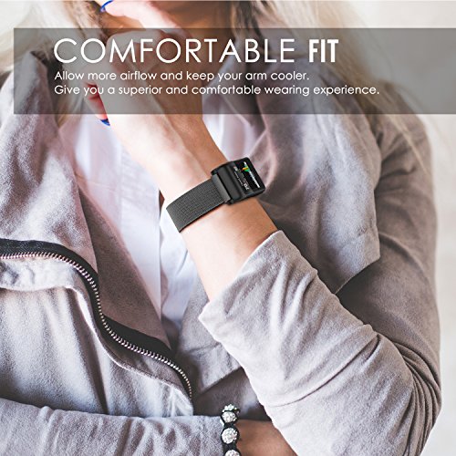 MoKo Garmin Vivoactive HR Correa - Reemplazo SmartWatch Band de Reloj de Acero Inoxidable Milanese Bucle Magn  tico Hebilla de Cierre Pulsera para Garmin Vivoactive HR Sports GPS SmartWatch  Negro