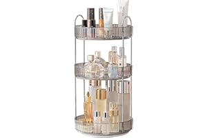 CESTATIVO 360 ° obrotowy organizer do makijażu, organizer na kosmetyki o dużej pojemności, organizer na perfumy, organizer do pielęgnacji skóry do łazienki (3 warstwy, szary)