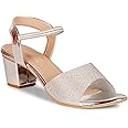 Smart & Sleek Women's Sequins Block Heels Fashion Sandals for Women & Girls latest Collection & Stylish ComfortableAB35.