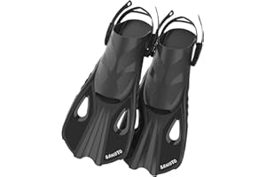 SANOTO Pinne, Pinne Sub Nuoto Piscina Corte Apnea Mare, Mezze Pinne Nuoto Piscina con Spallacci Regolabili