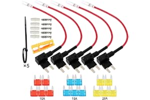 QitinDasen 5 szt. Premium 12 V / 24 V mały uchwyt bezpiecznikowy, uchwyt bezpiecznika ostrza, bezpiecznik samochodowy, adapter bezpiecznika płaskiego z 15 bezpiecznikami Mini Blade