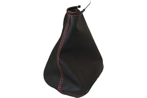 AERZETIX - Cuffia Soffietto - per Leva del Cambio - in Similpelle - pelle Nero con Cuciture Rosso