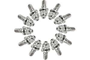 RISON-Titanium Lot de 12 Ensembles de Boulons de Goujon de Collecteur d'échappement en Titane GR5, Kit de Goujons avec Contre-Écrou de Bride Collecteurs d'échappement, Pièces de Voiture Automobiles