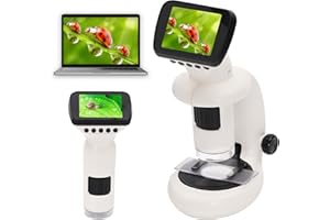 FORROBY 3 in 1 1000X Portable Microscope for Kids with 2.0" Screen,Slides,Mini Pocket Handheld Digital Microscope Kit with Light for Student Science Lab,Beginner STEM Educational Toy,Gift for Girls Boys