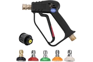 Aim Tools Pistolet do mycia wysokociśnieniowego 4000 PSI z 5 końcówkami dysz natryskowych, szybkozłączka 1/10.2 cm, montaż M22-14 mm i adapter do szybkiego łączenia pasuje do Karcher, zestaw do