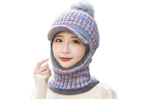 MZSYLK Womens Winter Hat and Neck Warmer Sets Girls Warm Knitted Cap and Scarf Set Thermal Fleece Lined for Outdoor Sports,Winter Gift