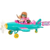 Barbie Chelsea Meslekleri &Ouml;ğreniyor Bebek ve U&ccedil;ak Oyun Seti, papatya şeklinde pervaneye sahip iki koltuklu u&ccedil;ak, yavru k&ouml;pek 